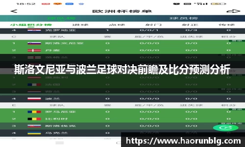 斯洛文尼亚与波兰足球对决前瞻及比分预测分析