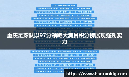 重庆足球队以97分领跑大满贯积分榜展现强劲实力